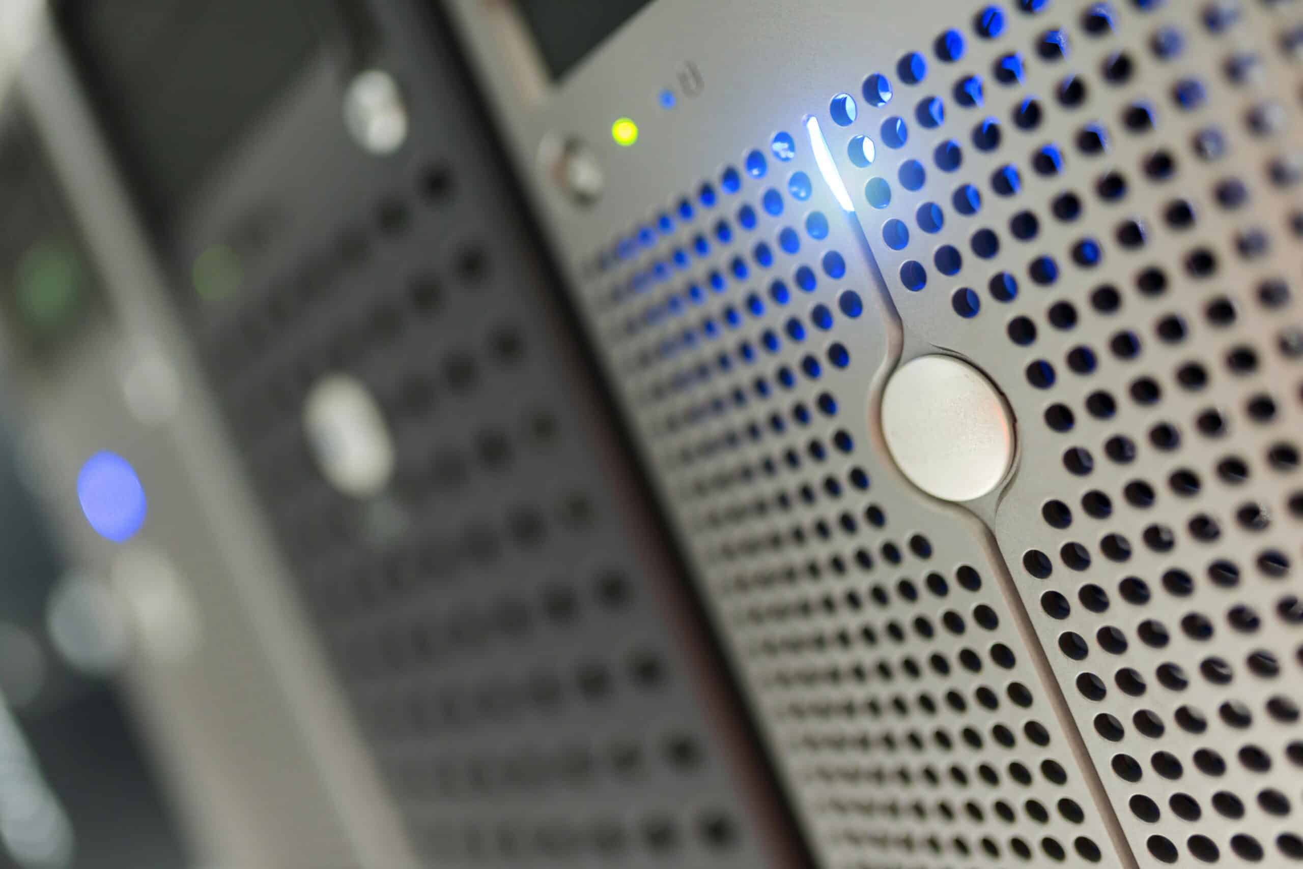 Computer server in data center room